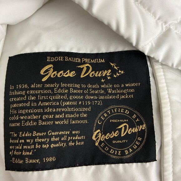 Eddie Bauer Premium Goose Down Quilted Puffer Vest Ivory Size Large Gorpcore - Picture 8 of 10